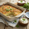 Grated potatoes and onions, key ingredients for potato kugel.