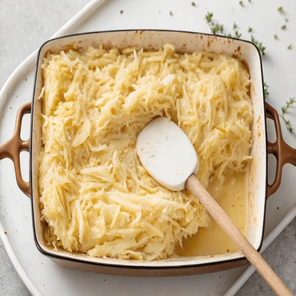 Sweet kugel with raisins and cinnamon, made with Passover-approved ingredients.