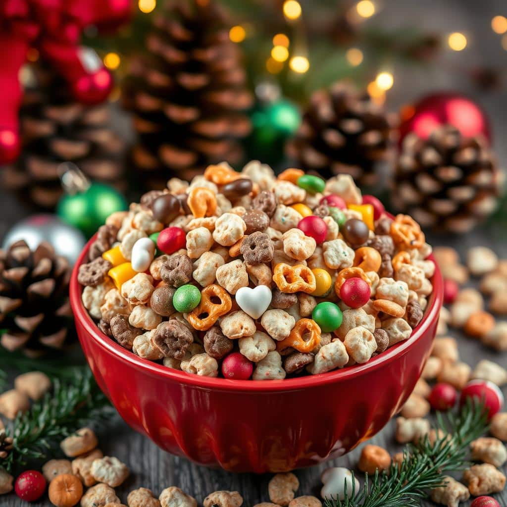 christmas chex mix recipe with m&ms