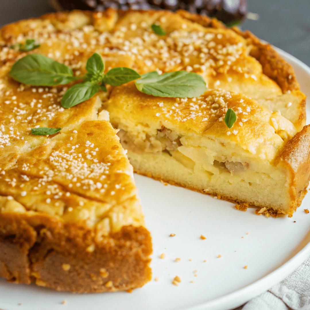 Passover potato pie showcasing creamy and fluffy layers