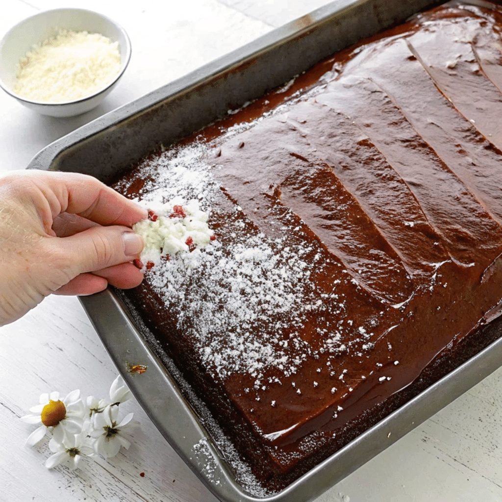 Festive kefir sheet cake decorated with whipped cream and colorful sprinkles. probiotic desserts fermented milk baked goods kefir baking recipes