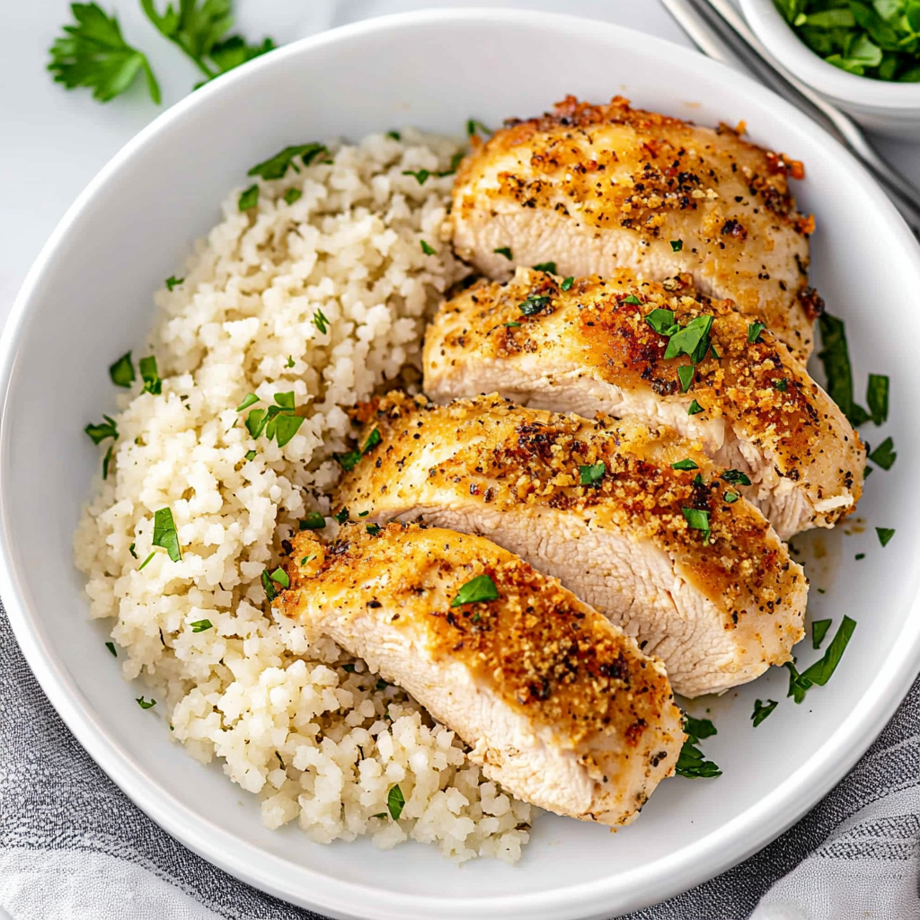 Easy Baked Ranch Chicken on a baking sheet, showcasing the crispy, golden crust with a hint of ranch seasoning.